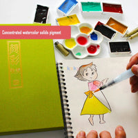 ZIG Kuretake High Quality Large-pan 48 Colors Solid Watercolor Paint Pigment, Sketch Drawing for Painting Art Supplies