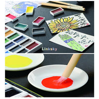 ZIG Kuretake High Quality Large-pan 48 Colors Solid Watercolor Paint Pigment, Sketch Drawing for Painting Art Supplies