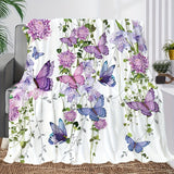 1pc Soft and Comfortable Flower and Butterfly Print Blanket - Perfect for Travel, Couch, Bed, and Office - Ideal Birthday Gift for Boys, Girls, and Adults - All-Season Availability