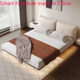 bed Quiet wind suspension  light luxury leather  modern simple master room suspended cream air soft wrap