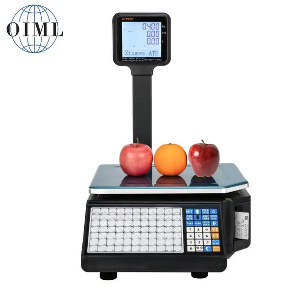 digital scale with barcode printer label wifi printing scale with pole vegetable and fruit  type for supermarket SC15  15KG type