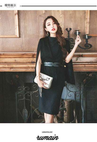 AOOK 2018 Korean socialite New fashion temperament slim vertical stripe dress sexy base dress AOOK 2018 Korean socialite New fashion temperament slim vertical stripe dress sexy base dress