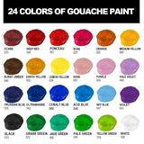 HIMI Gouache Paint, Set of 24 Colors×30ml with Paint Brushes, Unique Jelly