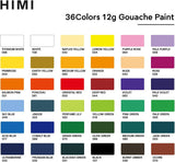 AOOKMIYA HIMI Twin Cup Jelly Gouache Paint Set with 3 Paint Brushes, 36 Colors 12G AOOKMIYA.COM