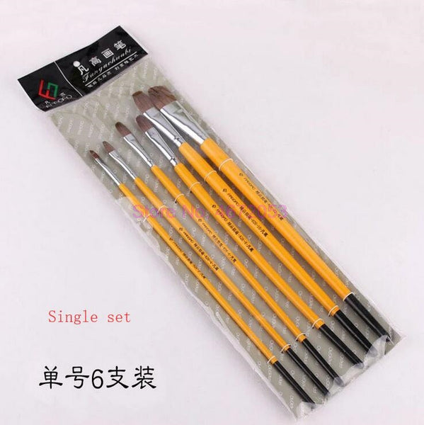 AOOKMIYA  200sets Weasel Hair Round Paint Brush Wooden Handle for Watercolor Paint Art Supplies Oil Brush Painting Brush 6pcs/set