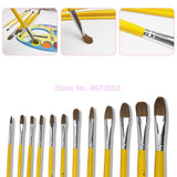 AOOKMIYA  200sets Weasel Hair Round Paint Brush Wooden Handle for Watercolor Paint Art Supplies Oil Brush Painting Brush 6pcs/set