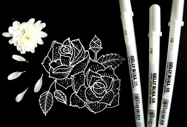 3pcs Sakura Gelly Roll White Pens highlighters Art Marker Fine Medium –  AOOKMIYA