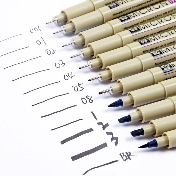 4-13 Different Size Pigma Micron Needle Pen XSDK Black Marker Brush P –  AOOKMIYA