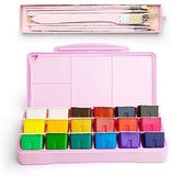AOOK MIYA HIMI Gouache Paint Set 18-24 Vibrant Colors Non Toxic Paints Jelly Cup Design with Palette Paint Brushes Portable for Artist Canvas Painting Watercolor Papers, Rich Pigment, 30ml/Cup