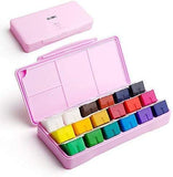 AOOK MIYA HIMI Gouache Paint Set 18-24 Vibrant Colors Non Toxic Paints Jelly Cup Design with Palette Paint Brushes Portable for Artist Canvas Painting Watercolor Papers, Rich Pigment, 30ml/Cup