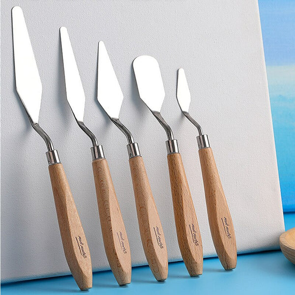 5 Pcs Painting Knife Set, Spatula Art Palette Knife Stainless Steel Oil  Painting Scraper with Wooden Handle Oil Paint Accessories for Art Paint  Color