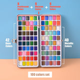 50/72/90/100 cores pintura em aquarela sólido glitter metálico aquarela conjunto caixa gouache pigmento desenho pintura arte suprimentos