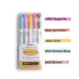 5Pcs/Set Zebra Mildliner Pen Mild Liner Double Headed Highlight Pen Drawing Marker Pens Scribble Stationery