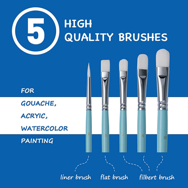 HIMI Gouache Paint, Set of 18 Colors×30ml with 5 Paint Brushes, Unique –  AOOKMIYA