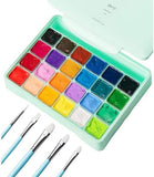 HIMI Gouache Paint Sets, 24 Colors x 30ml/1oz with 5 Brushes & a Palette, Unique Jelly Cup Design, Non-Toxic, Perfect for Beginners,Artists, Students, Newbie (Green)