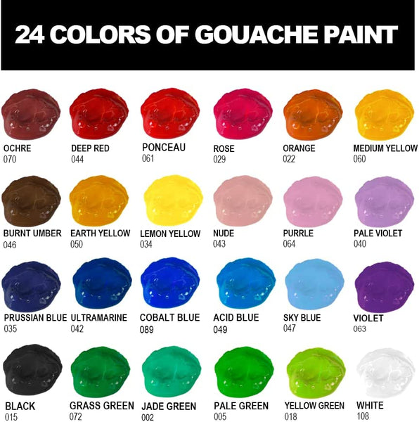 HIMI Gouache Paints set, 24 Colors, 30ml, 24 US fl oz, Jelly Cup Desig –  AOOKMIYA