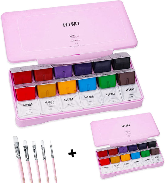 Himi Gouache Paint Kit 18 Vibrant Colors Non Toxic Paints Jelly