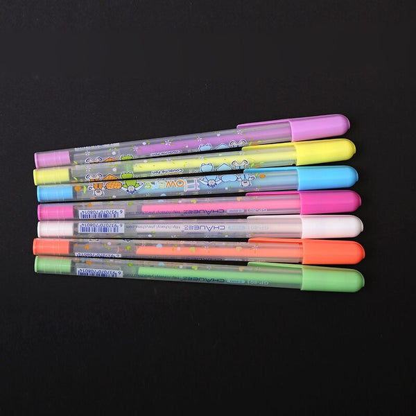7 Colors ink Art Highlight pen Gel pen Colorful Learning Cute Pen