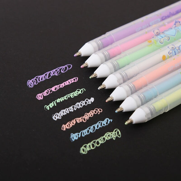 7 Colors ink Art Highlight pen Gel pen Colorful Learning Cute Pen Unisex Pen Gift For Kids Drawing Photo Album School Supplies