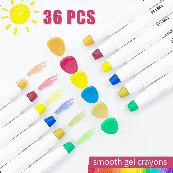 Colorful 36 Colors Crayons for Kids - Non Toxic Washable Twistable Crayons  for Children Coloring - Gel Crayon-Pastel-Watercolor Effect - Ideal for