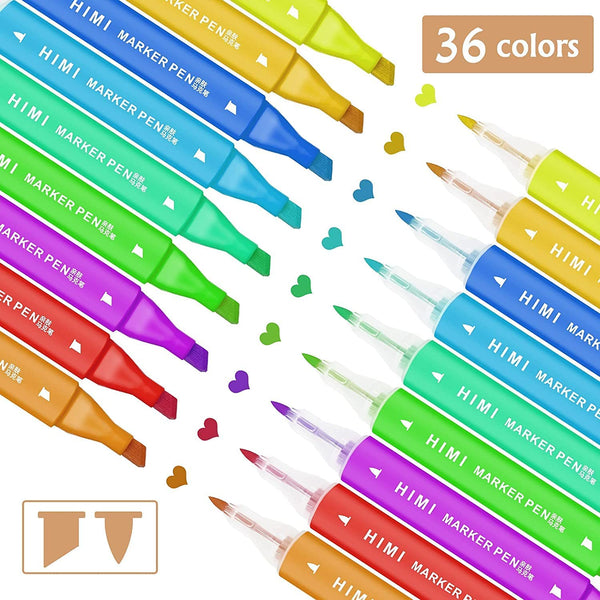 GColour 36 Colors Water Based Art Dual Tip Markers for Kids & Adults, Fine  & Chisel Drawing Markers, Art Suppliers and Fine Tips for Sketching and