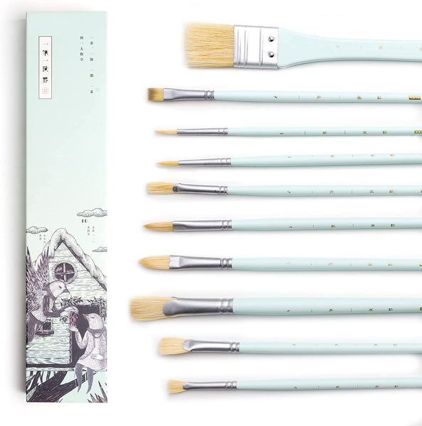 Miya Paint Brushes, 10 Pcs with Long Handle for Gouache, Acrylic, Oil, –  AOOKMIYA