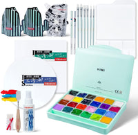 HIMI Gouache Paint Set, 41 Pcs Professional Art Painting Supplies Set with  HIMI 24 Paints, 6 Paint Brushes, 2 Canvas Boards, Palette, Paint Knife