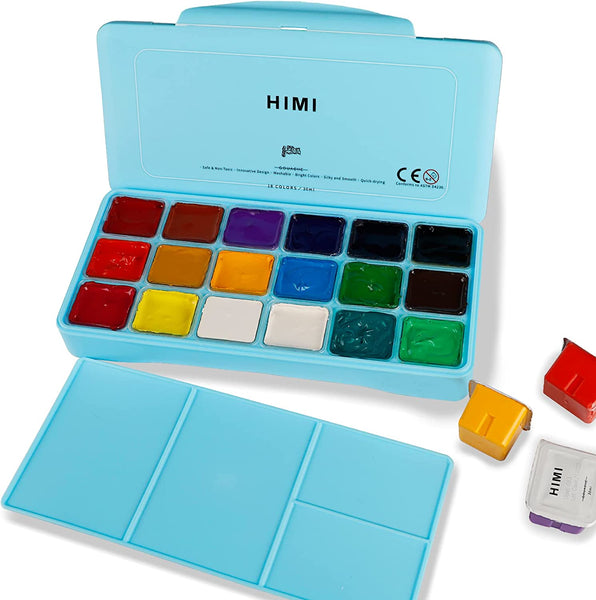 HIMI Gouache Paint Set, 24 Colors x 30ml/1oz with Brushes & Palette, Jelly  Cup Design, Non-Toxic, Perfect for Beginners, Students, Artists(Green)