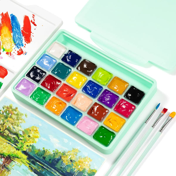 HIMI Gouache Paint Sets, 24 Colors x 30ml/1oz with 5 Brushes & a Palet –  AOOKMIYA
