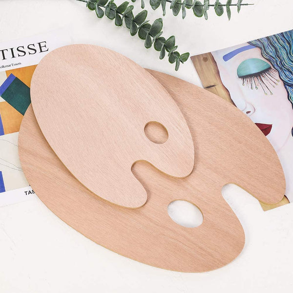 Wooden Artists Palette with Thumb Hole Oil Painting Acrylics Paint Oval  Painting Palette Tray for Adult Kids Plate Study Tool