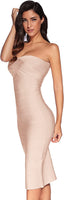 AOOKMIYA Women's Knee Length Strapless Bandage Bodycon Party Dress