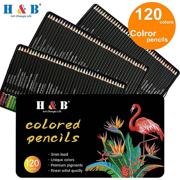 72/120 Colors Professional Oil Colored Pencils Set with Iorn Box Artist Sketch Pencil Color Pencil Painting School Supplies