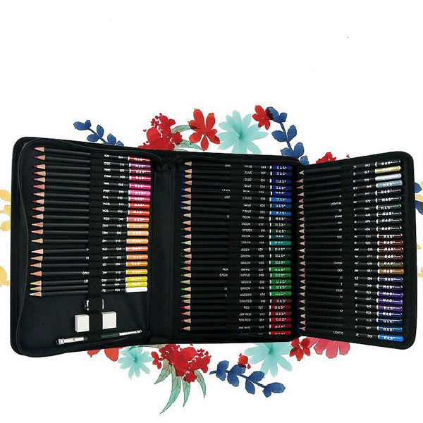 75pcs Professional Oil Colored Pencils Set with Pencils Cases Artist –  AOOKMIYA
