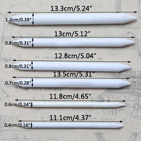 3/6Pcs Blending Various Size Stump Sticks Tortillon Sketch Art White  Drawing Charcoal Sketcking Tool Rice
