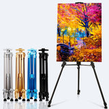 8 Colors Adjustable Tripod Folding Easel Stand Aluminium Alloy Display Artist Sketch Oil Painting Exhibition Art Supplies
