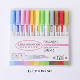 8 pcs/set Double Lines Contour Color Art Marker Pens DIY Scrapbooking Bullet Diary Graffiti Drawing Out Line Pen Stationery