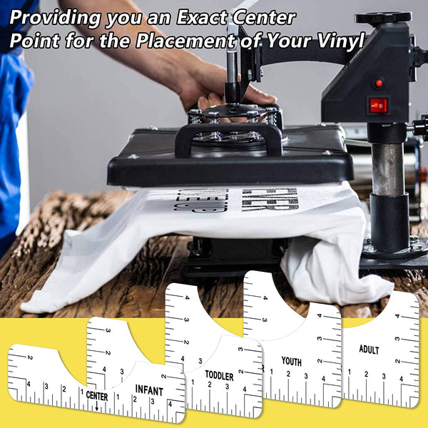 4 Pack T-Shirt Alignment Ruler, Sublimation Designs on Heat Vinyl