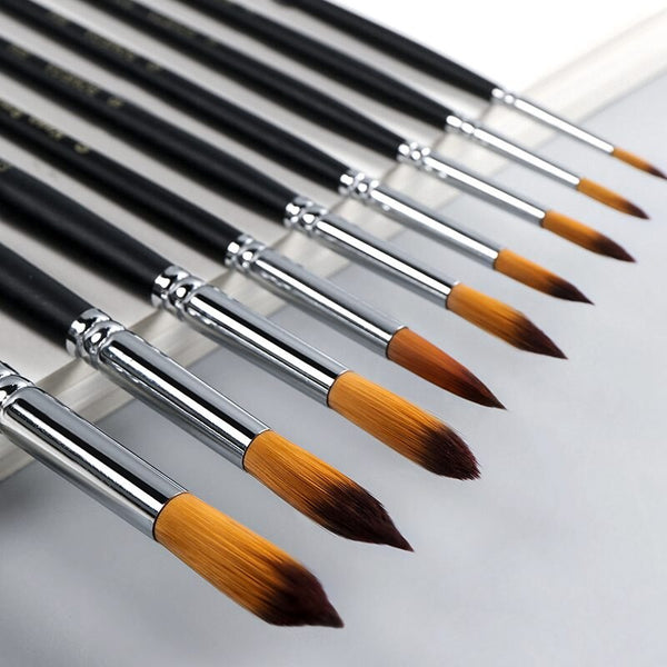 9pcs Artist Fine Long Handle Nylon Oil Watercolor Paint Brushes For G –  AOOKMIYA
