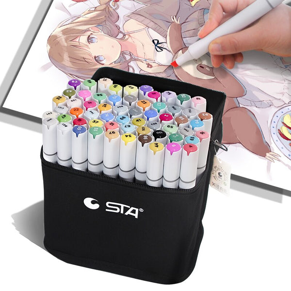 Art Marker 36/48/60/80Colors Alchohol Markers Standard  Manga Drawing Alcohol Based Sketch Felt-Tip Twin Brush Pen Art Supplies