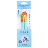 Artist Brush Nylon Watercolor Professional Brush Set Wooden Handle Round Tip Pen Hook Line Pen 7 Piece Set Art Supplies