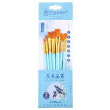 Artist Brush Nylon Watercolor Professional Brush Set Wooden Handle Round Tip Pen Hook Line Pen 7 Piece Set Art Supplies