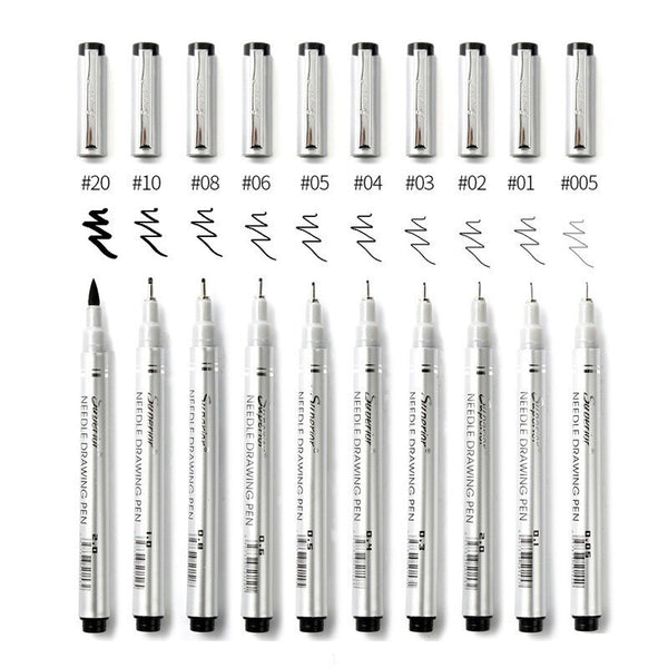 Pigment Liner Micron Pen Set Neelde Drawing Pen Lot 005 01 02 03 04 05 08  1.0 Brush Art Markers Fineliner Sketching Pen - Art Markers - AliExpress