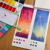 AOOKMIYA Conjunto de tinta aquarela metálica, 36/48/60 cores, dobrável, cor sólida, com macaron, para pintura, suprimentos para arte