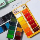 AOOKMIYA Conjunto de tinta aquarela metálica, 36/48/60 cores, dobrável, cor sólida, com macaron, para pintura, suprimentos para arte