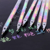Cute 6 Colors Highlighter Pen Stationery Design Ink Fluorescent Pens Marker Point Pen Colorful Writing Art Supplies