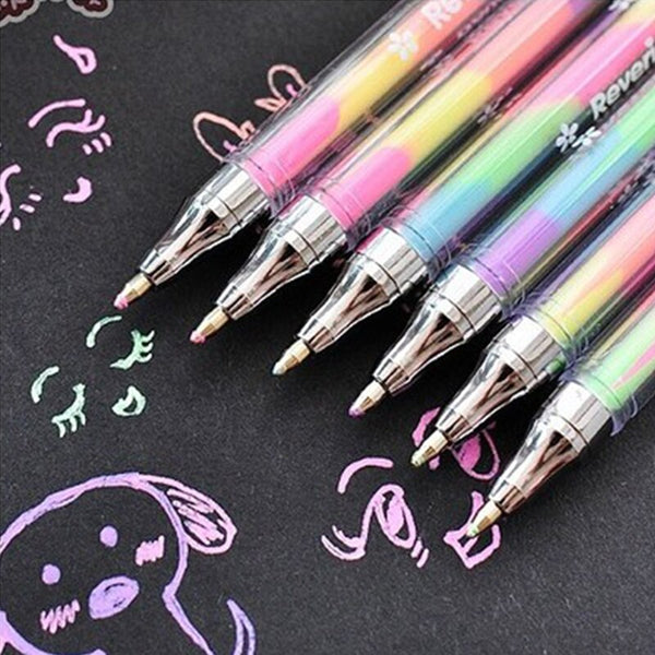 Cute 6 Colors Highlighter Pen Stationery Design Ink Fluorescent Pens Marker Point Pen Colorful Writing Art Supplies