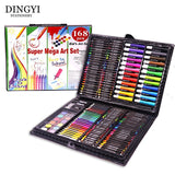 DINGYI 168 PCS Kids Gift Wooden Colored Pencil Wax Crayon and Oil Pastel Painting Brush Children Drawing Tools Set Art Supplies