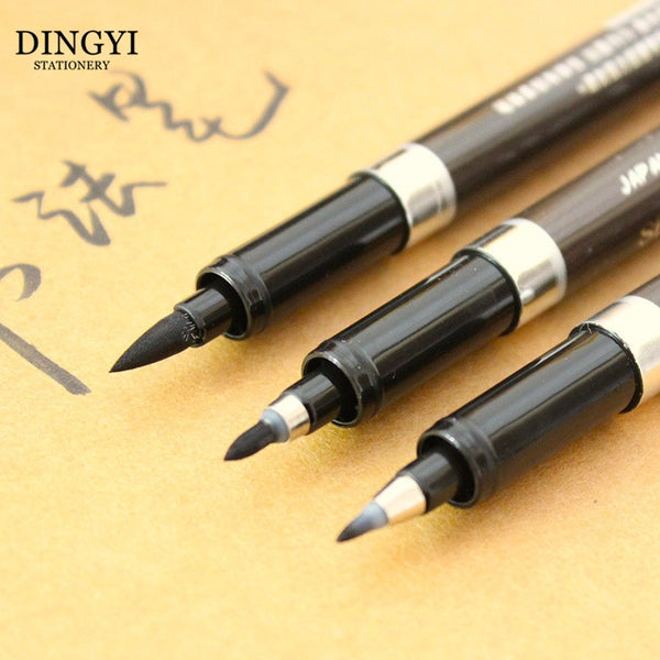 DINGYI Chinese Calligraphy Pen Black Lettering Brush Marker For Signature Chinese Learning Stationery School Art Supplies