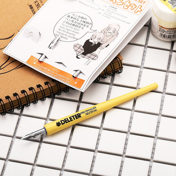 ROZYARD Manga Dip Pen Set Comic Pro Drawing Kit 3 Nibs Wood Holder