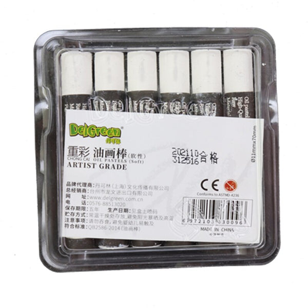 AOOKMIYA Delgreen kuelox cor pesada pintura a óleo pastel cores brancas 6 pçs 1/2/3/4 caixa pintura graffiti crayon artista estudantes suprimentos